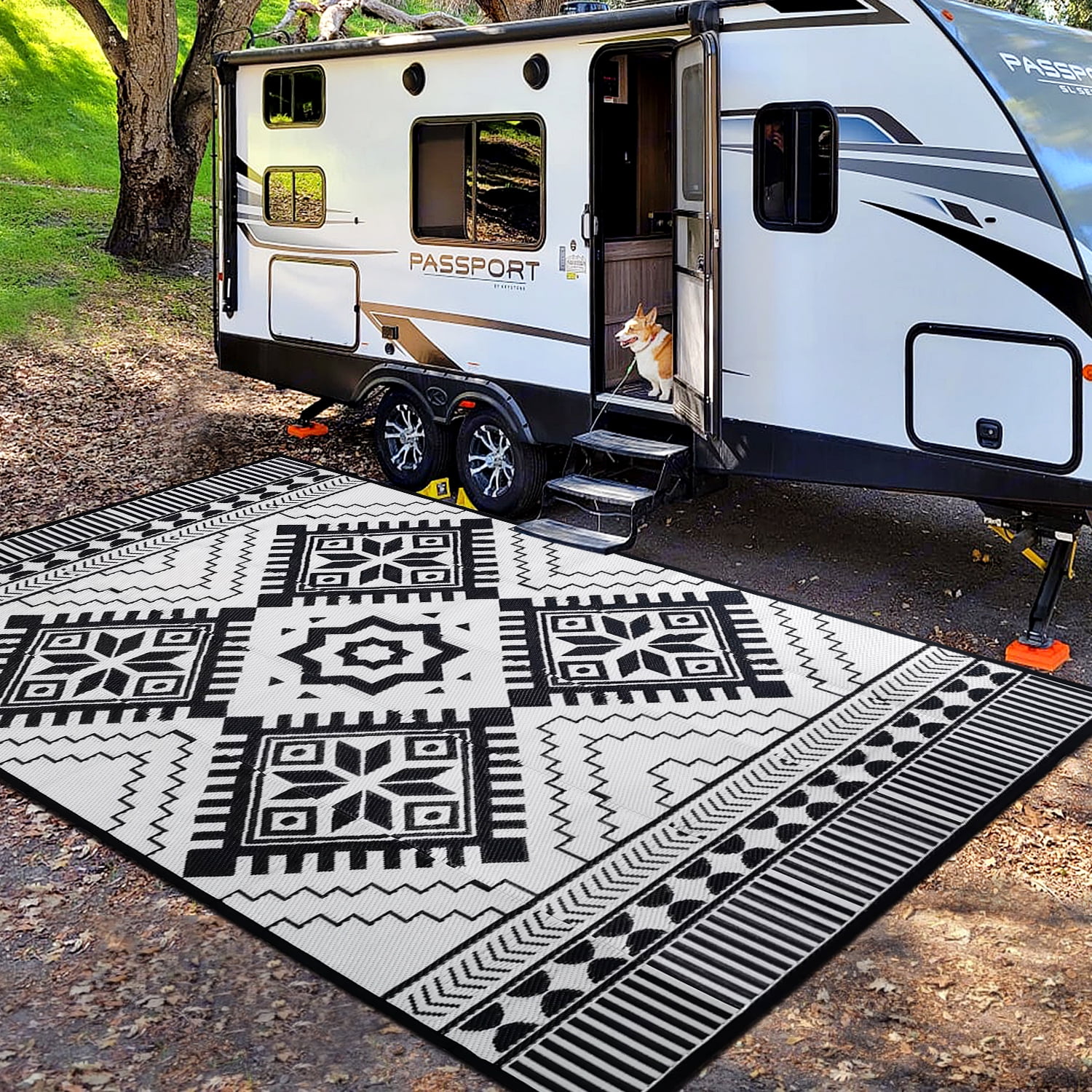 Outdoor Rugs for Patio 6x9ft, Reversible Plastic Straw Rug, RV Camping