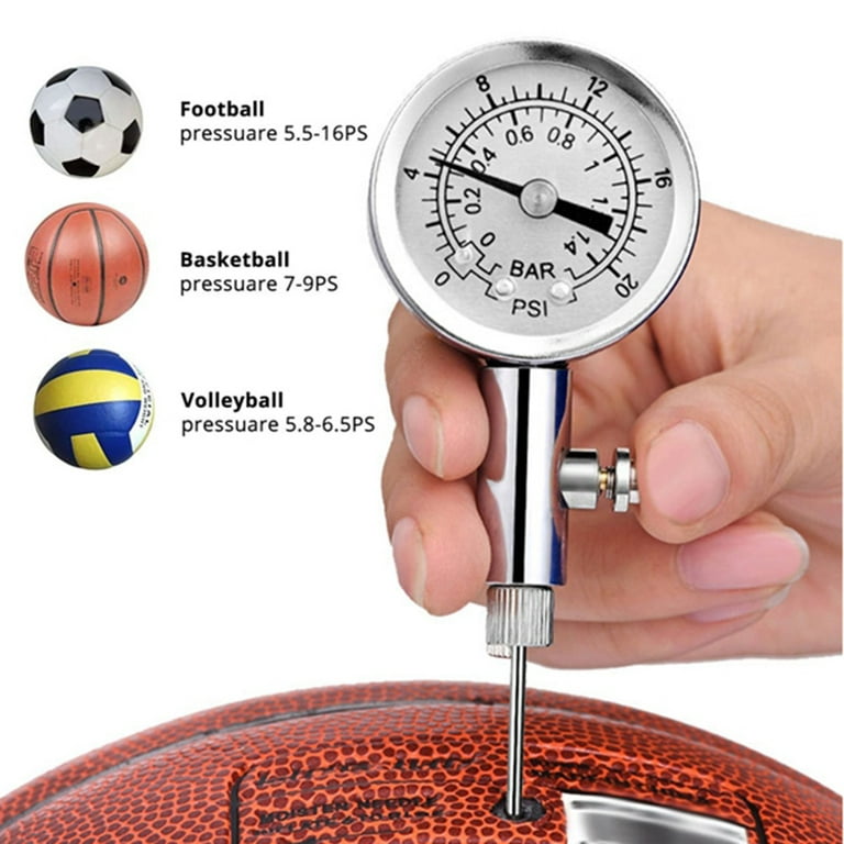 woyufen Manomètre à Bille - Pression d'air précis en métal,Test l'outil  baromètre et réglage la Pression pour Le Football, Le Rugby, Le  Basket-Ball