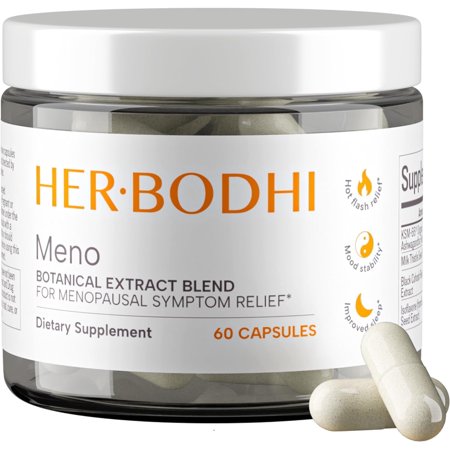 Meno- Menopause Hormonal Balance for Women, Estrogen Soy Isoflavones Menopause Supplement for Women, Ashwagandha, Black Cohosh Hot Flashes Menopause Relief, Night Sweats Relief 60Caps