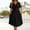 (Fashion 62)Black, variant on Fashion Women Solid Color V-Neck Short Sleeve Mid Calf Dress Summer Casual Comfortable Knee-Length Dress