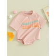thumbnail image 2 of Bagilaanoe Newborn Baby Girl Boy Summer Rompers Letters Print Short Sleeve Bodysuits 3M 6M 12M 18M Infant Casual One Piece Short Jumpsuit, 2 of 8