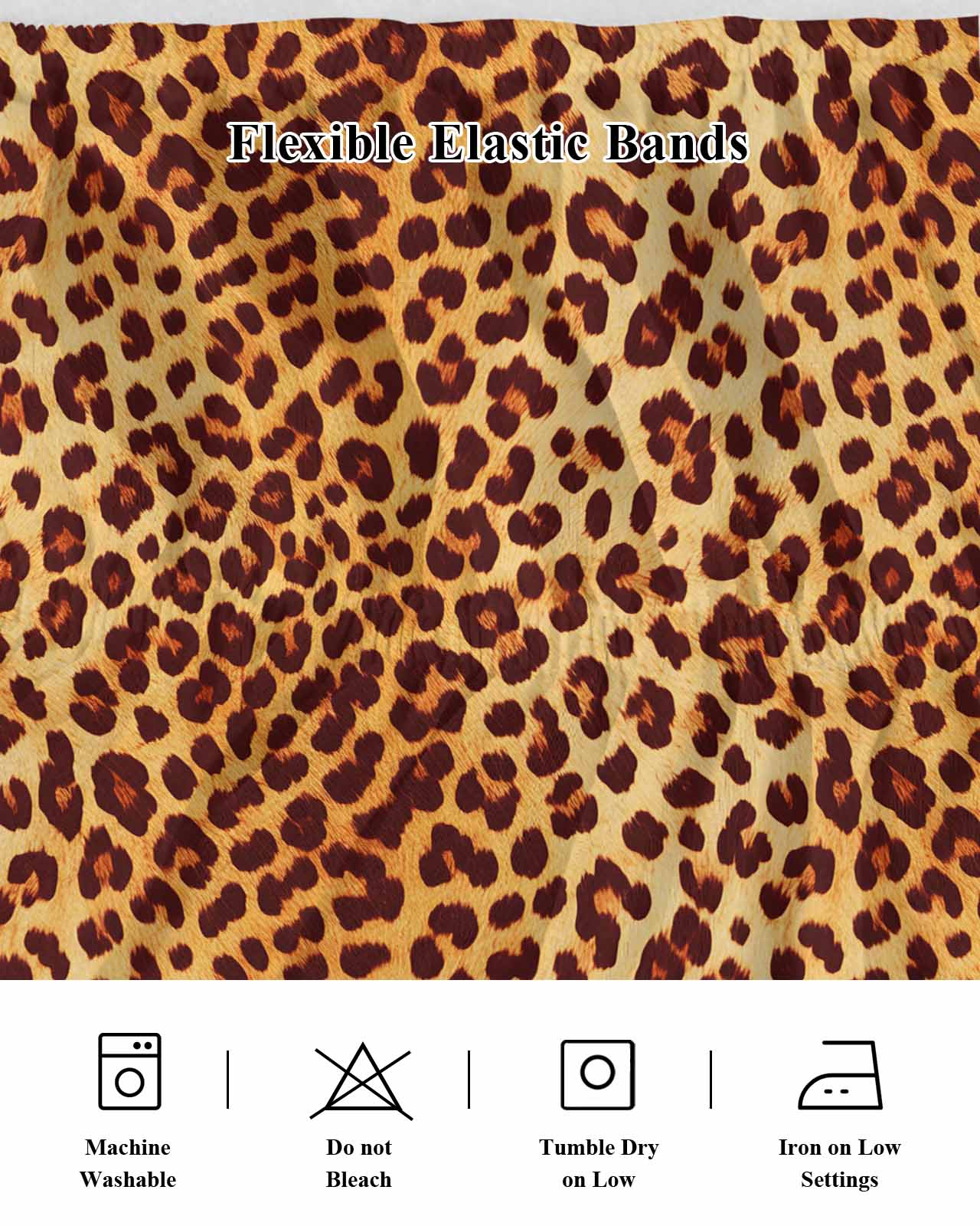 Wild Leopard Bed Skirt Animal Skin Pattern Vintage Leopard Bed Skirts Queen Size 16 Inch Drop, Wrap Around Dust Ruffle&nbsp;Bedskirt with Adjustable Elastic Belt for Queen Size Beds