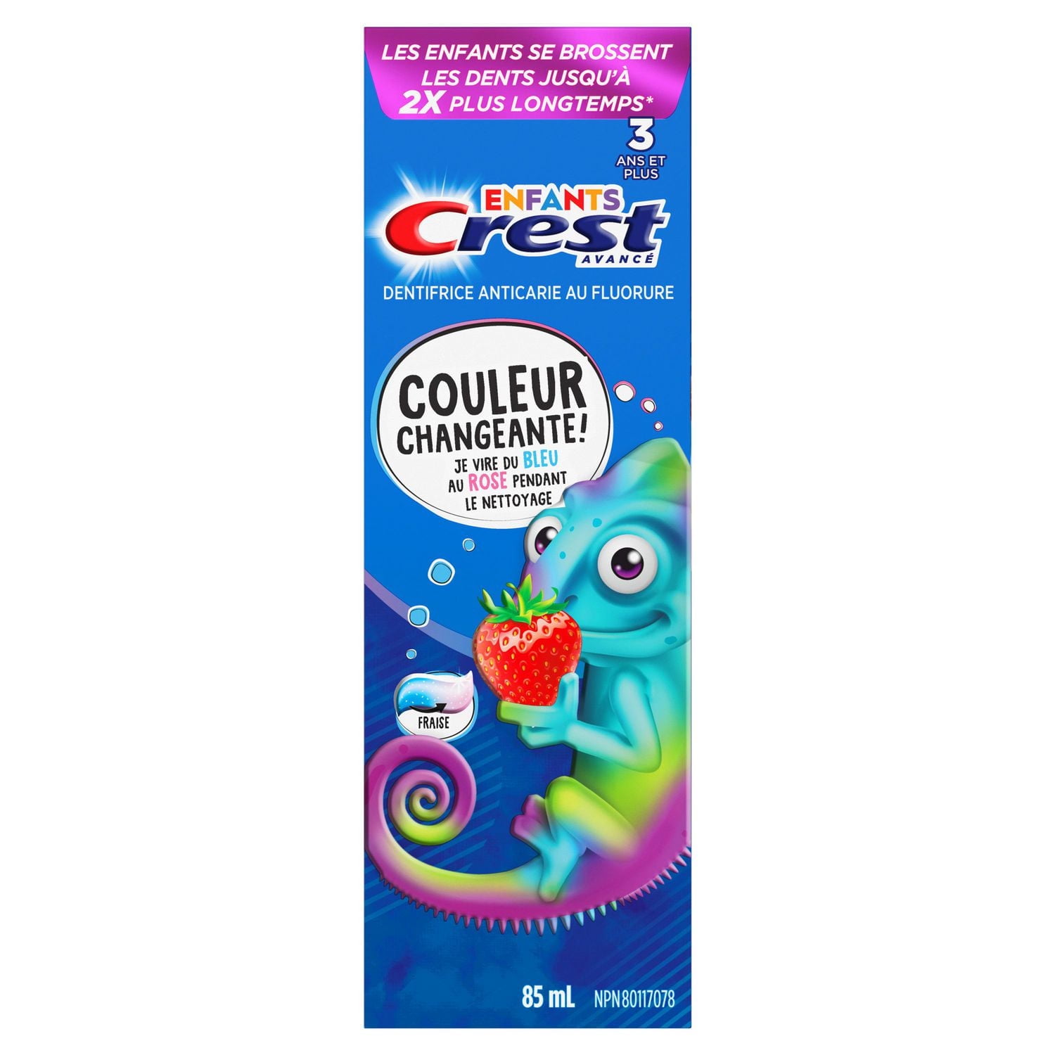 Dentifrice au fluorure Crest avancé pour enfants, saveur de fraise, 85mL 85ML