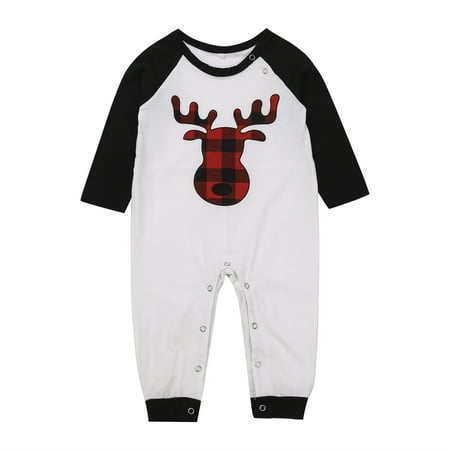 

SUNSIOM Merry Christmas Matching Family Pajamas Set Xmas Tree Reindeer PJs Plaid Pants Dad Mom Kids Baby Holiday Clothes