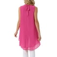 thumbnail image 3 of INSPIRAR CHIC Blusas sin mangas de gasa para mujer con cuello alto, lazo en la espalda, dobladillo asimétrico, camiseta de verano L color rosa intenso, 3 of 6