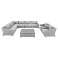 thumbnail image 3 of Modway Conway Sunbrella® Outdoor Patio Wicker Rattan 9-Piece Sectional Sofa Set in Light Gray Gray, 3 of 11