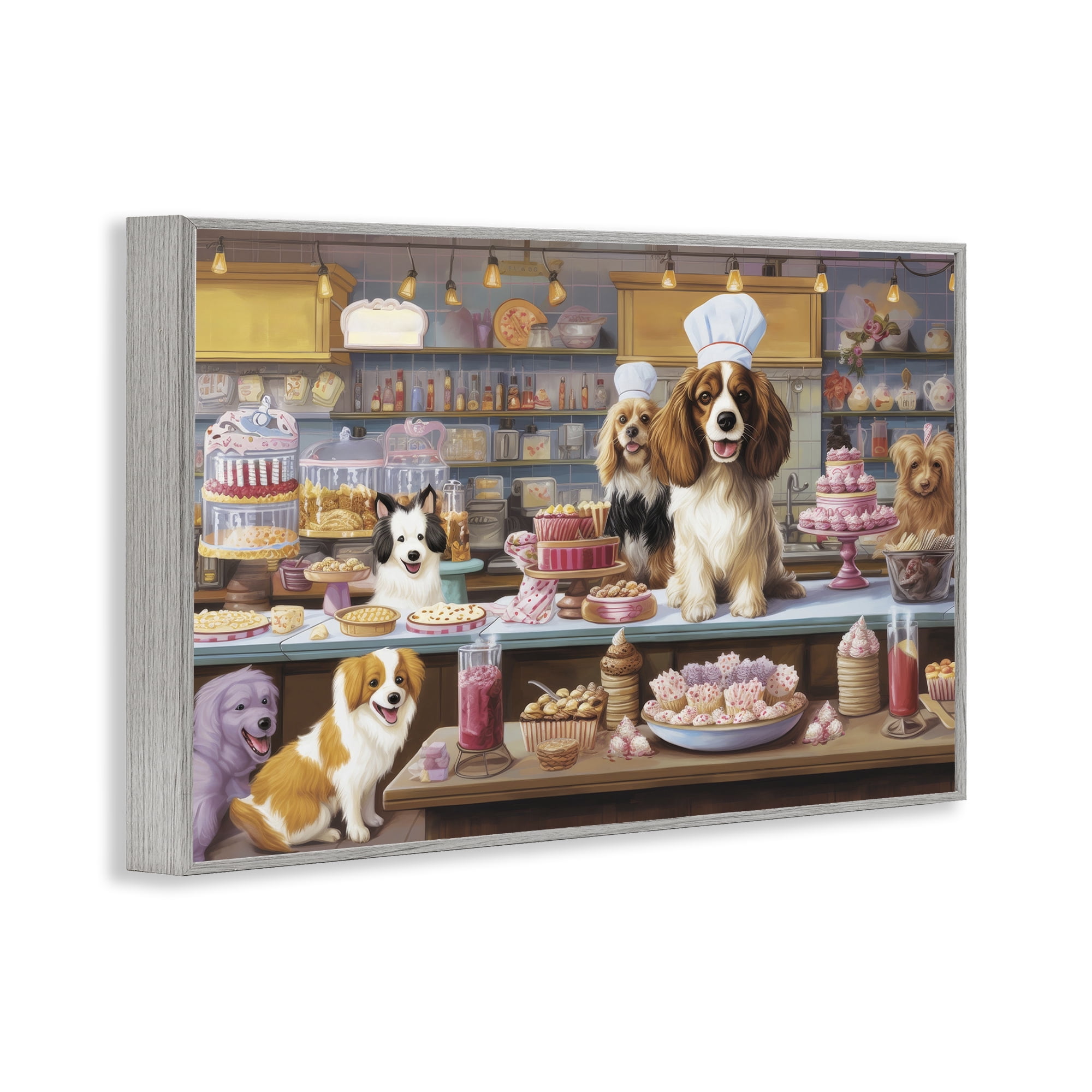 Stupell Industries Sweet Treats Pastry Dogs Food & Beverage Painting Gray Framed Art Print Wall Art, 18 x 12