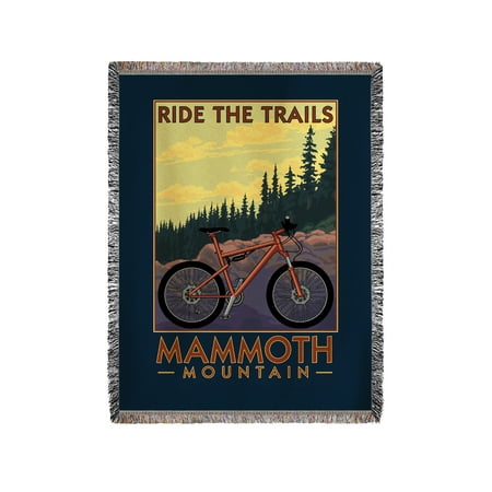 Mammoth Mountain, California - Mountain Bike Scene - Ride the Trails - Lantern Press Artwork (60x80 Woven Chenille Yarn