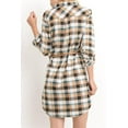 thumbnail image 3 of Women's Casual Button Down Long Sleeve Plaid Print V-Neck Lightweight Belt Shirts Dress, 3 of 4