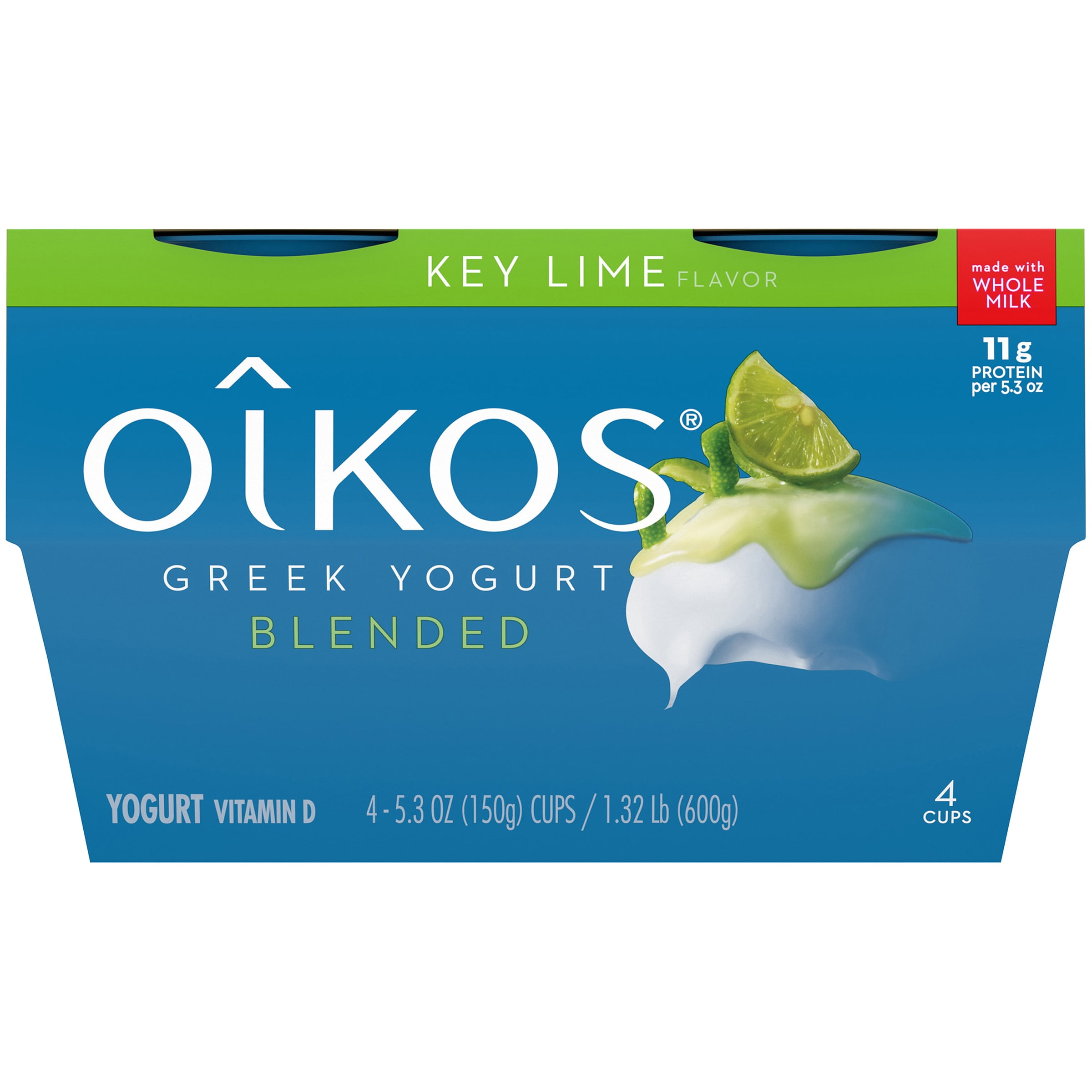 Oikos Whole Milk Key Lime Greek Yogurt, 5.3 Oz. 4 Count - Walmart.com