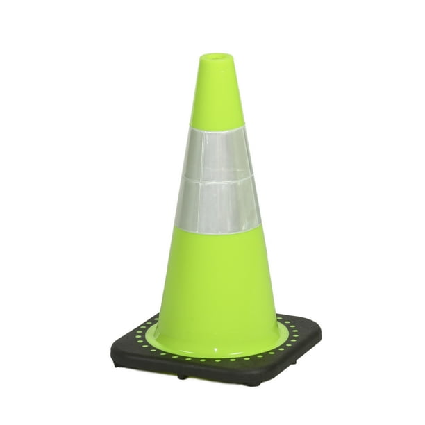 Traffic Cone with 3 lbs Reflective, 18" Height, Lime