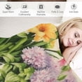 thumbnail image 3 of COMIO Soft Plush Blankets Spring Gray Buffalo Plaids Lavender Tulip Floral White, 3 of 6