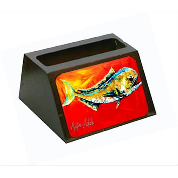 Carolines Treasures MW1156BCH Danny Dolphin Fish Decorative Desktop Professional Wooden Business Card Holder
