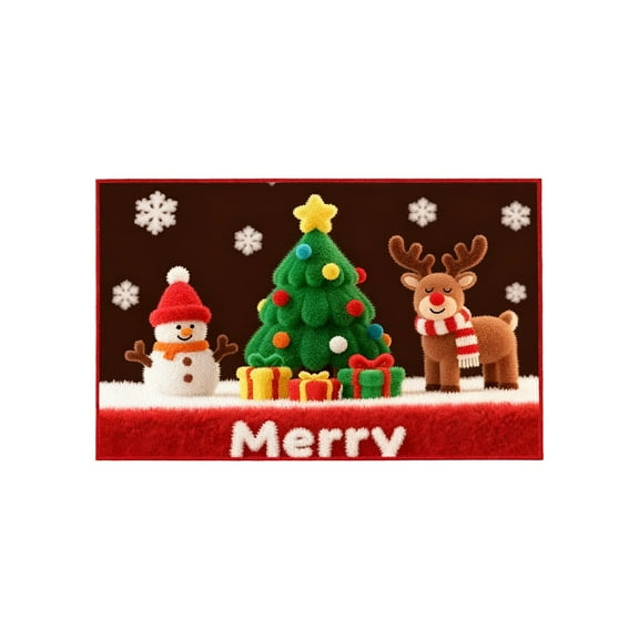 JoyMoreHome Christmas Theme Doormat for Home Indoor Outdoor Entrance, Winter Xmas Welcome Mats for Front Door Entryway, Kitchen, Bathroom