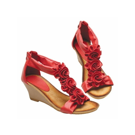 Women's Harlequin T-Strap Medium Wedge Heel Sandal
