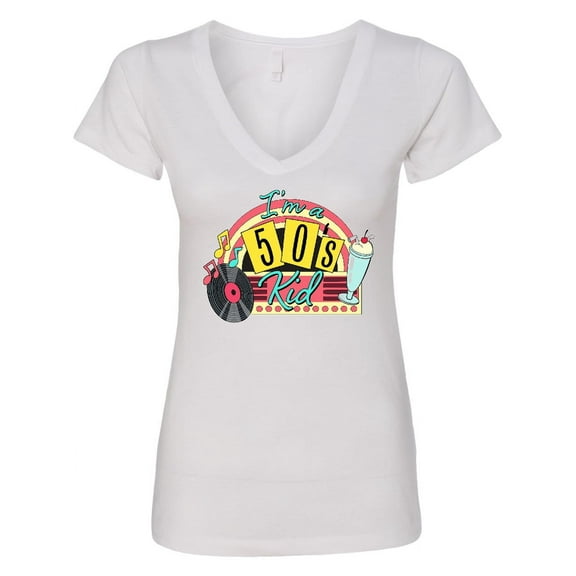 Inktastic I'm a 50's Kid 1950's Style Birthday Jukebox Women's V-Neck T-Shirt