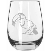 Tucan Body Zoo Animal Themed Etched 15.25oz Libbey Stemless Wine Glass