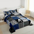 thumbnail image 4 of Homewish Cartoon Ice Hockey Bedding Comforter Set for Teens, American Sports Player Twin Comforter Sets, Navy Buffalo Plaid Reversible Bedding Set, Super Cozy Room Decor, 2 Pieces, 4 of 9
