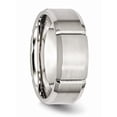 thumbnail image 4 of Stainless Steel Beveled Edge Grooved 8mm Brushed/Polished Wedding Band - Size 12, 4 of 5