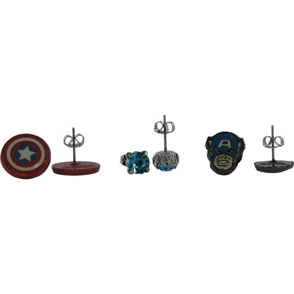 Marvel: Captain America Stud Earrings 3 Pair Shield Face Set