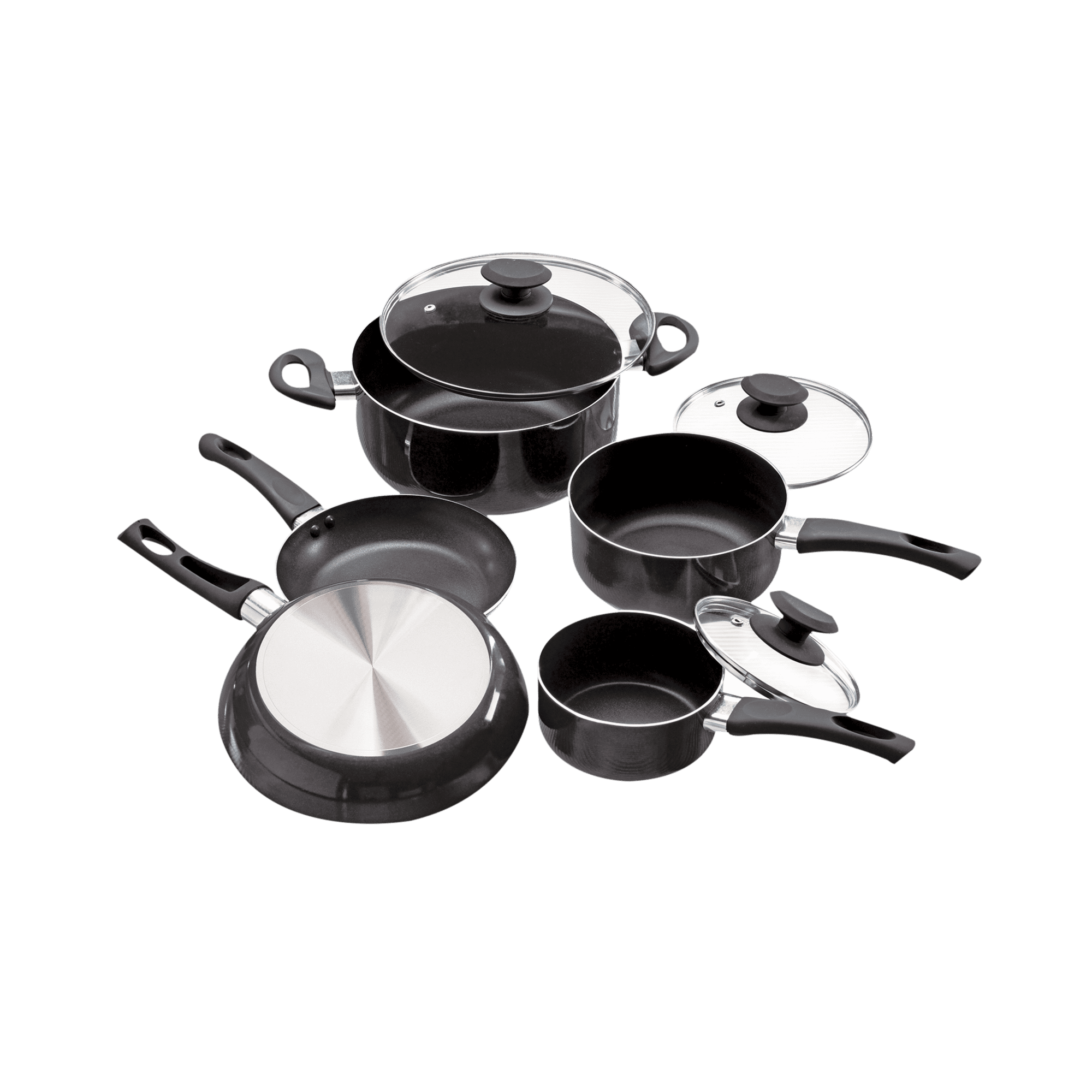 8 Piece Gray Ecolution PFOA Free Tempered Glass Steam Vented Lids Elements Nonstick Cookware Set