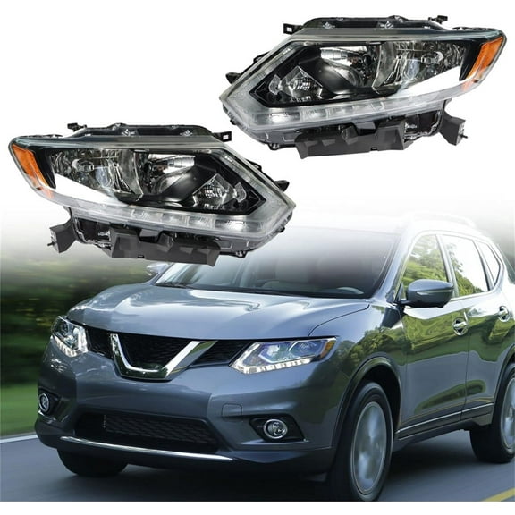 labwork Headlight Assembly Replacement for Nissan Rogue 2014 2015 2016 w/LED DRL Set Driver ＆ Passenger Side