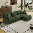 thumbnail image 4 of Cloud Couch, Couches for Living Room with 4 Pillow and Ottoman, L shaped Couch for Bedroom Apartment, 3 Seater Sectional Sofa, Green, 4 of 7