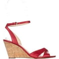 thumbnail image 4 of Womens Nine West Kami Ankle-Strap Wedge Sandals, Red Leather, 4 of 6