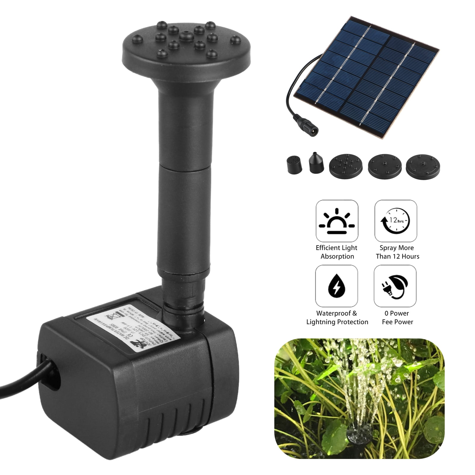 Solar Fountain Water Pump Panel Garden Pond Pool Submersible Watering kit9V/1.8W