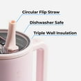 thumbnail image 3 of HydroJug Traveler - Botella de agua con asa y pajita abatible - Cabe en portavasos, vaso resistente a fugas, reutilizable, aislado, de acero inoxidable y base de goma - Regalos para mujeres y hombres, 3 of 4