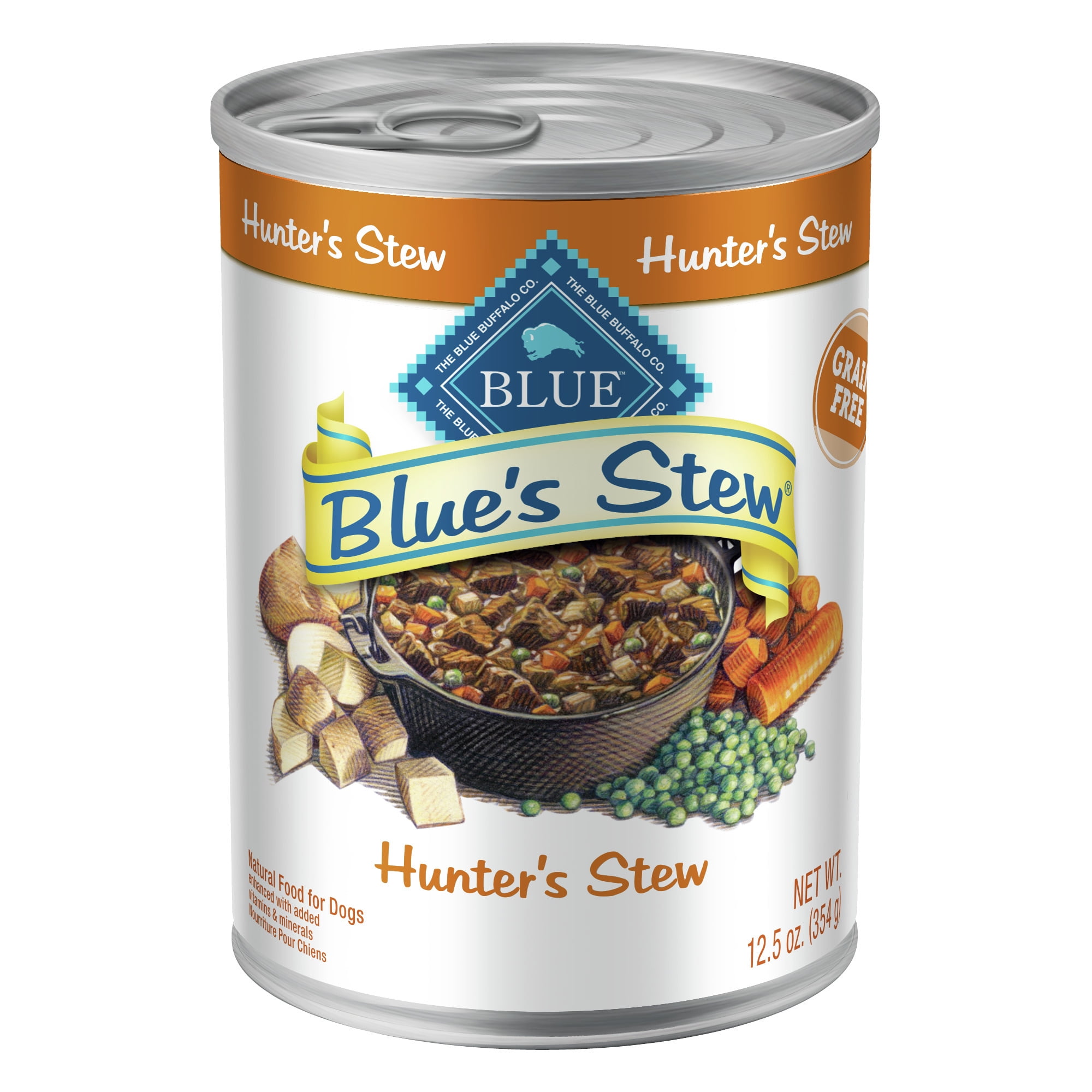 (4 pack) Blue Buffalo Blue's Stew Natural Wet Dog Food, Hunter's Stew, 12.5-oz. Cans