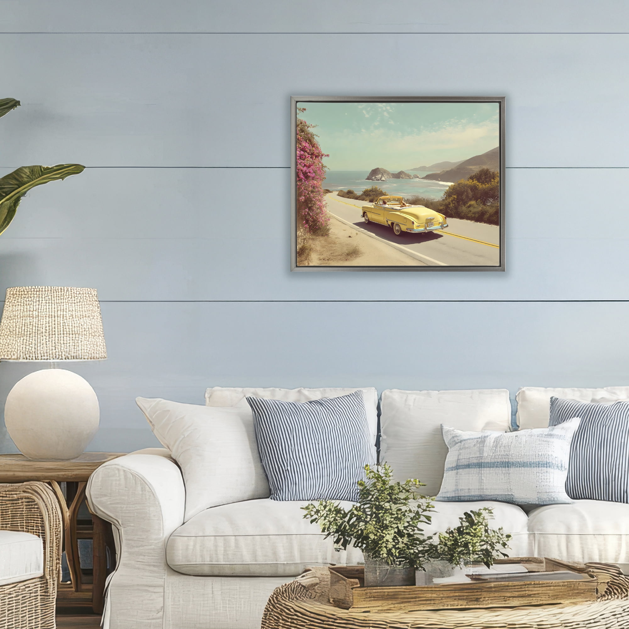 Stupell Industries Vintage Yellow Ride Gray Framed Floater Canvas Wall Art, design by Franklyn Gregory