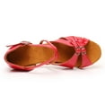 thumbnail image 5 of Sopiago Girls Ballroom Shoes Latin Dance Shoe Satin Salsa Low Heel Practice Dance Shoes Red,2.5 (Little Kid/Big Kid), 5 of 7