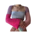thumbnail image 2 of Franhais Women Patchwork Crochet Pullover, Long Sleeve Square Collar Hollow Out Cropped Tops, 2 of 5