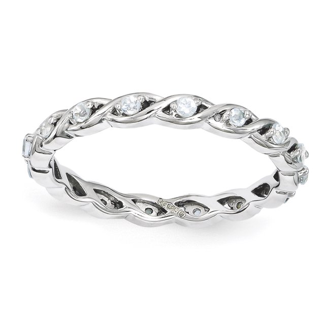 Sterling Silver Stackable Expressions Aquamarine Ring Size 10