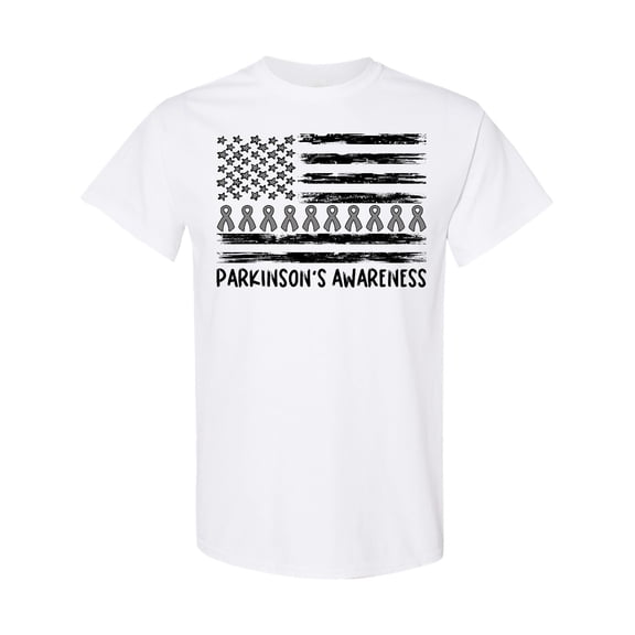 Inktastic Parkinson's Awareness Gray Ribbons and Flag T-Shirt