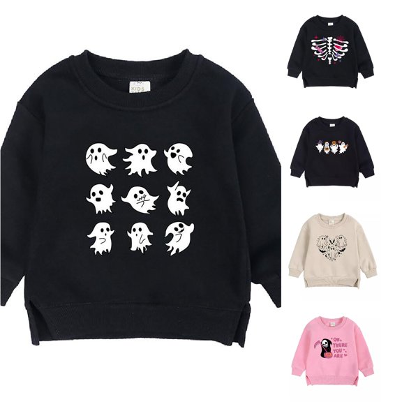 WhouRiu Boys Girls Halloween Graphic Sweatshirt Long Sleeve Crew Neck Pullover Kids Unisex Autumn Winter Comfortable Cute Sweatshirts,3-6 Months