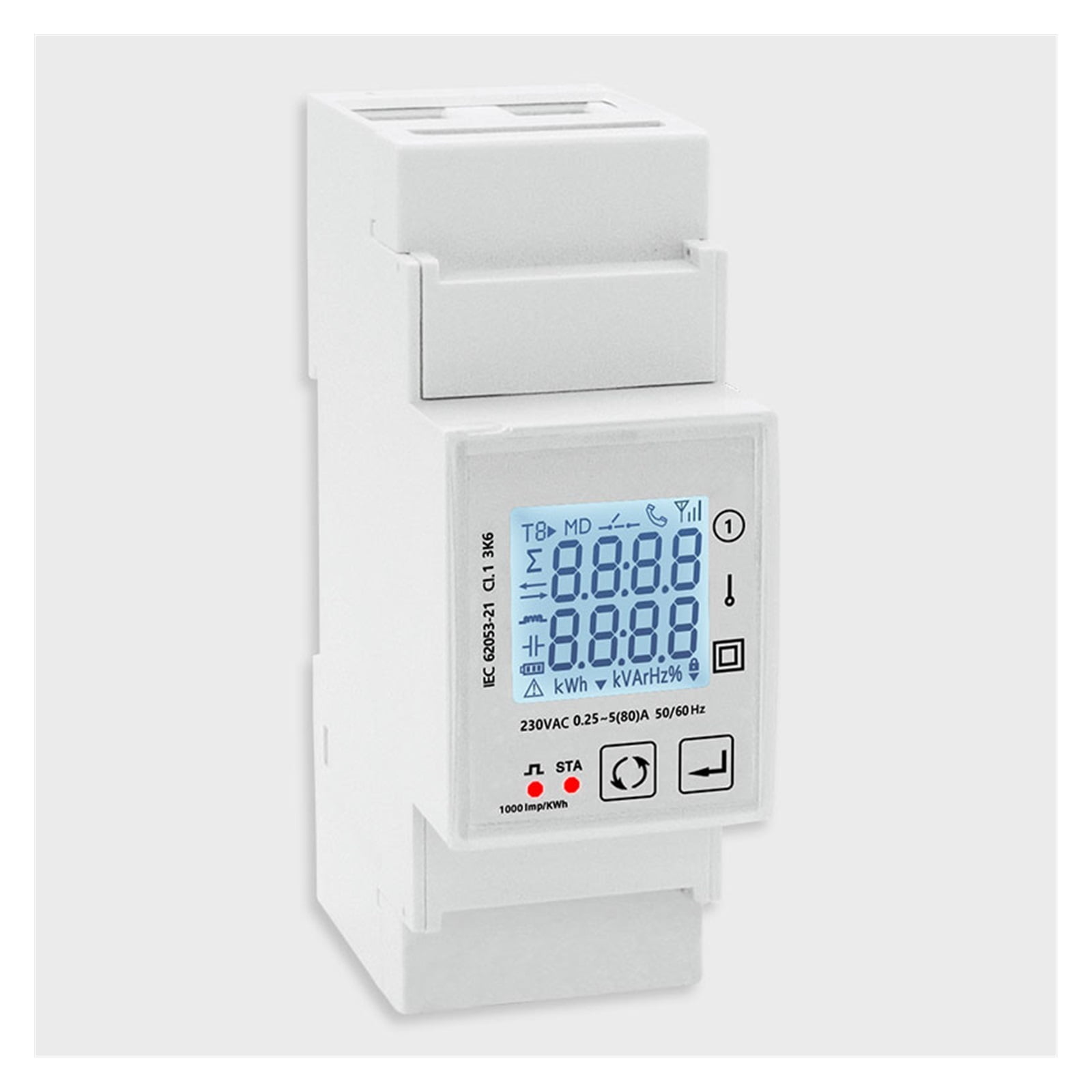 Tuya Smart Power Consumption Switch Energy Monitoring Meter 230V 80A Din Rail Remote Control LCD One Pulse Output ,Safe and Easy