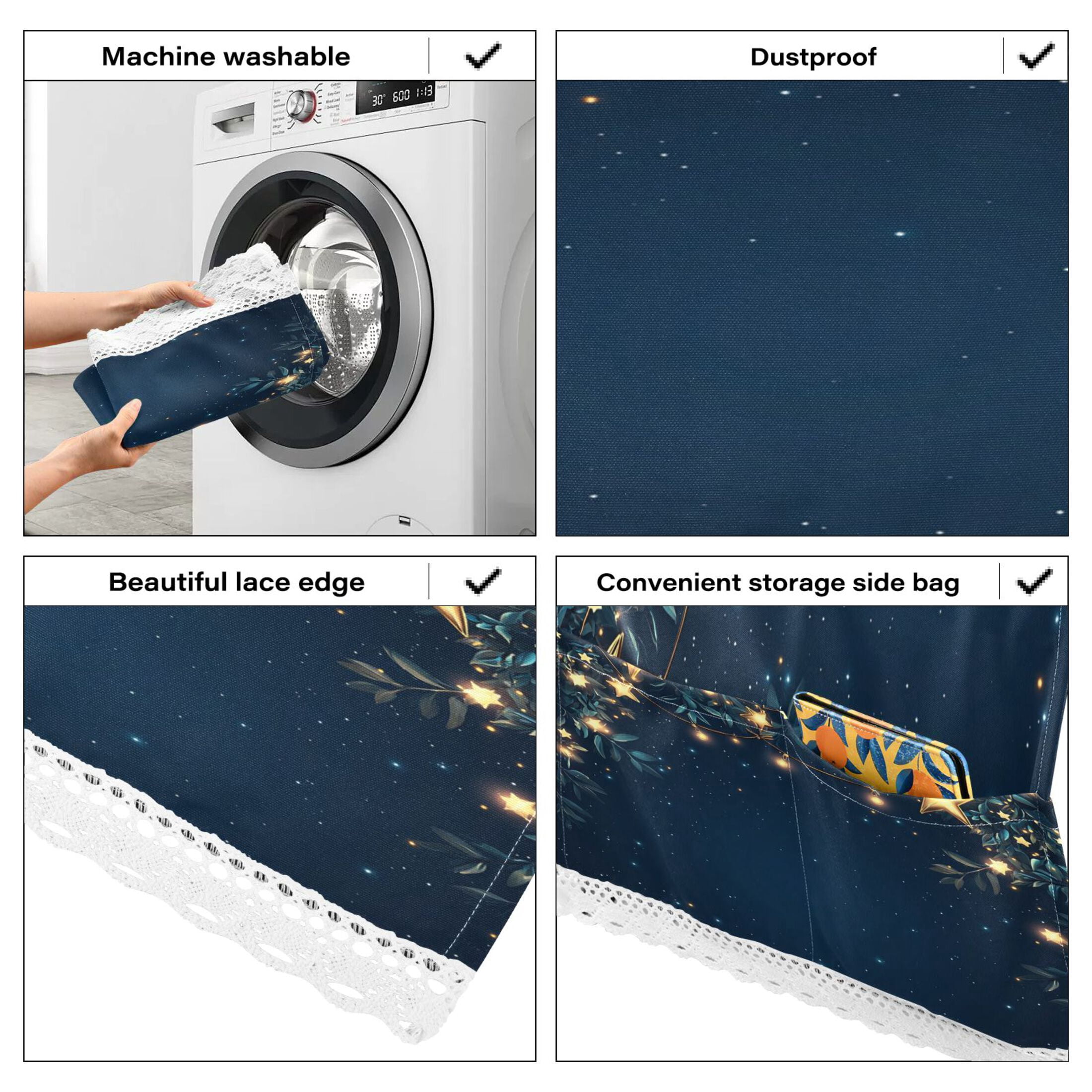 Stars on A Dark Blue SkyWasher and Dryer Covers Dust-Proof and Oil Resistant Fridge Cover with 4 Storage Pockets Washing Machine Top Cover for Laundry Kitchen Home 51.2 x 22 In