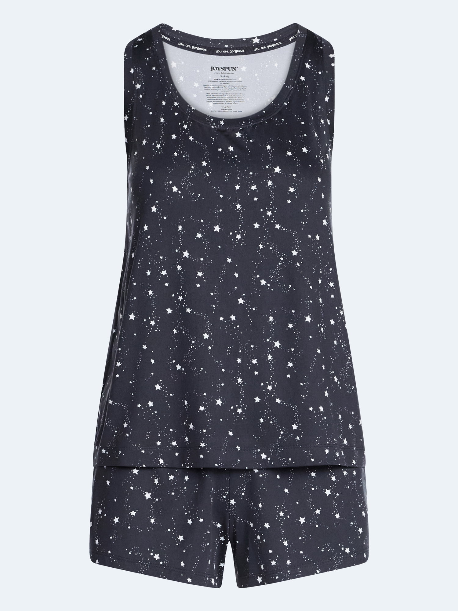 Joyspun Women's Tank Top and Shorts Pajama Set, 2-Piece, Sizes XS-3X