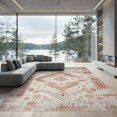 thumbnail image 2 of ODIKA 8'x10' Ultra-Soft Area Rug, Geometric Boho Distressed Farmhouse Motifs Neutral Minimalist None Washable, Bare feet friendly, Silk-Touch for Bedroom, Under Sectional, 2 of 7