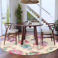 thumbnail image 4 of Retro Floral Large Area Rugs for Bedroom Living Room, Soft Non Slip Carpet Bedside Rug, Farmhouse Botanical Leaves Flowers Round Floor Cover Kitchen Accent Rug 5' for Dining Room/Office, 4 of 9