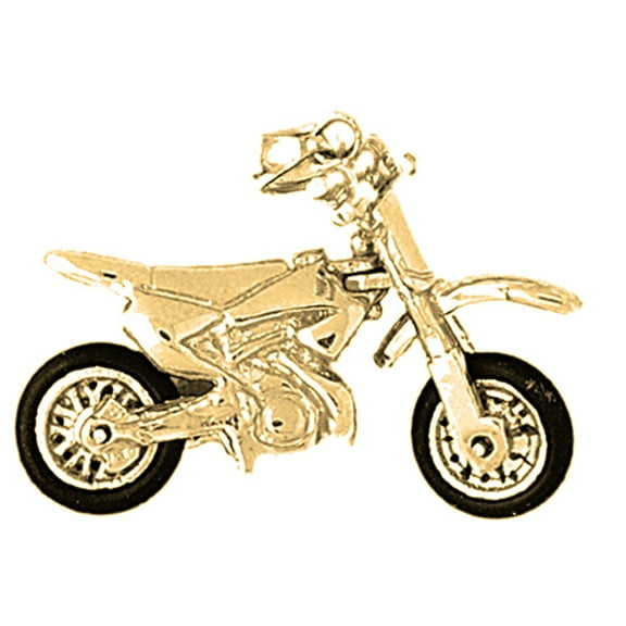 10K Yellow Gold 3D Dirt Bike Pendant - 23 mm