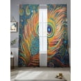 thumbnail image 2 of Abstract Colorful Sheer Curtains for Living Room Bedroom, Light-filtering Sheer Curtain, Peacock Feather Diamond Art Rod Pocket Voile Window Treatment Drapes, 52’’Wx84’’L, 2 Panels Set, 2 of 7