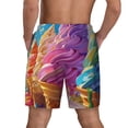 thumbnail image 2 of Lsque Mens Swim Trunks Rainbow Melting Ice Cream Pattern - Bathing Suit Compression Liner - Beach Swim Shorts Swimwear - (S-3XL) - Stretch Quick Dry -, 2 of 9