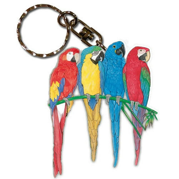 Macaw Parrot Keychain, Souvenir Key Holder, Parrot Charm Tag, Pet Key Rings Craft Ornaments, Wooden Die-Cut