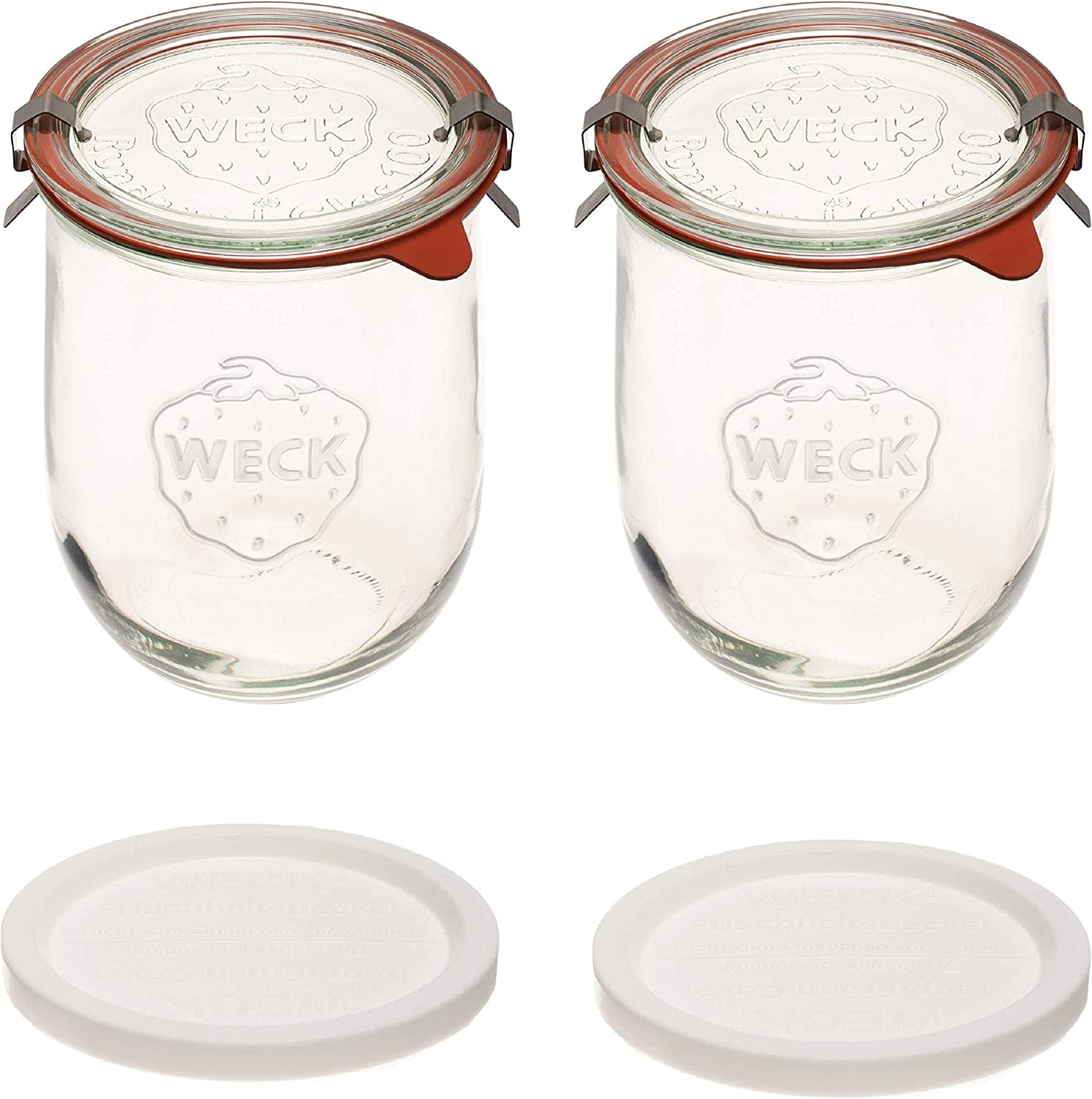 Glass Lids Large Sour Dough Starter Jars Weck Tulip Jars 1 Liter Weck Jars Tulip Jar with Wide Mouth 2 Sourdough Jars with Suitable for Canning and Storage 