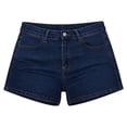 thumbnail image 2 of Tawop Jean Shorts for Women with Pockets Deep Blue Chinos Shorts, 2 of 6