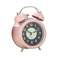 thumbnail image 2 of Reloj despertador analógico, pequeño reloj silencioso, Esfera luminosa, diseño Vintage de Metal, alarma Digital fuerte, despertador de doble campana Rosa, 2 of 8