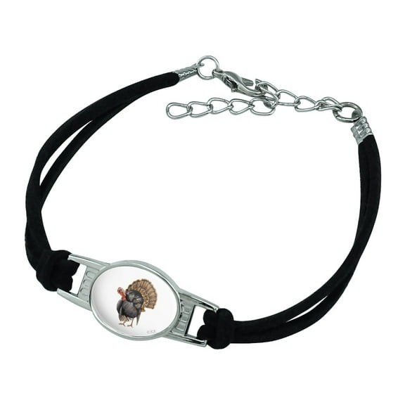 Tom the Awesome Wild Turkey Novelty Suede Leather Metal Bracelet